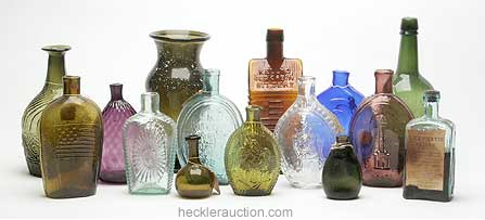 Group shot of bottles and glass in Heckler auction #88