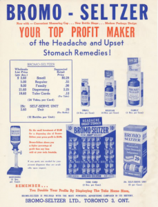 Bromo Seltzer ad from 1960 - still featuring glass bottles